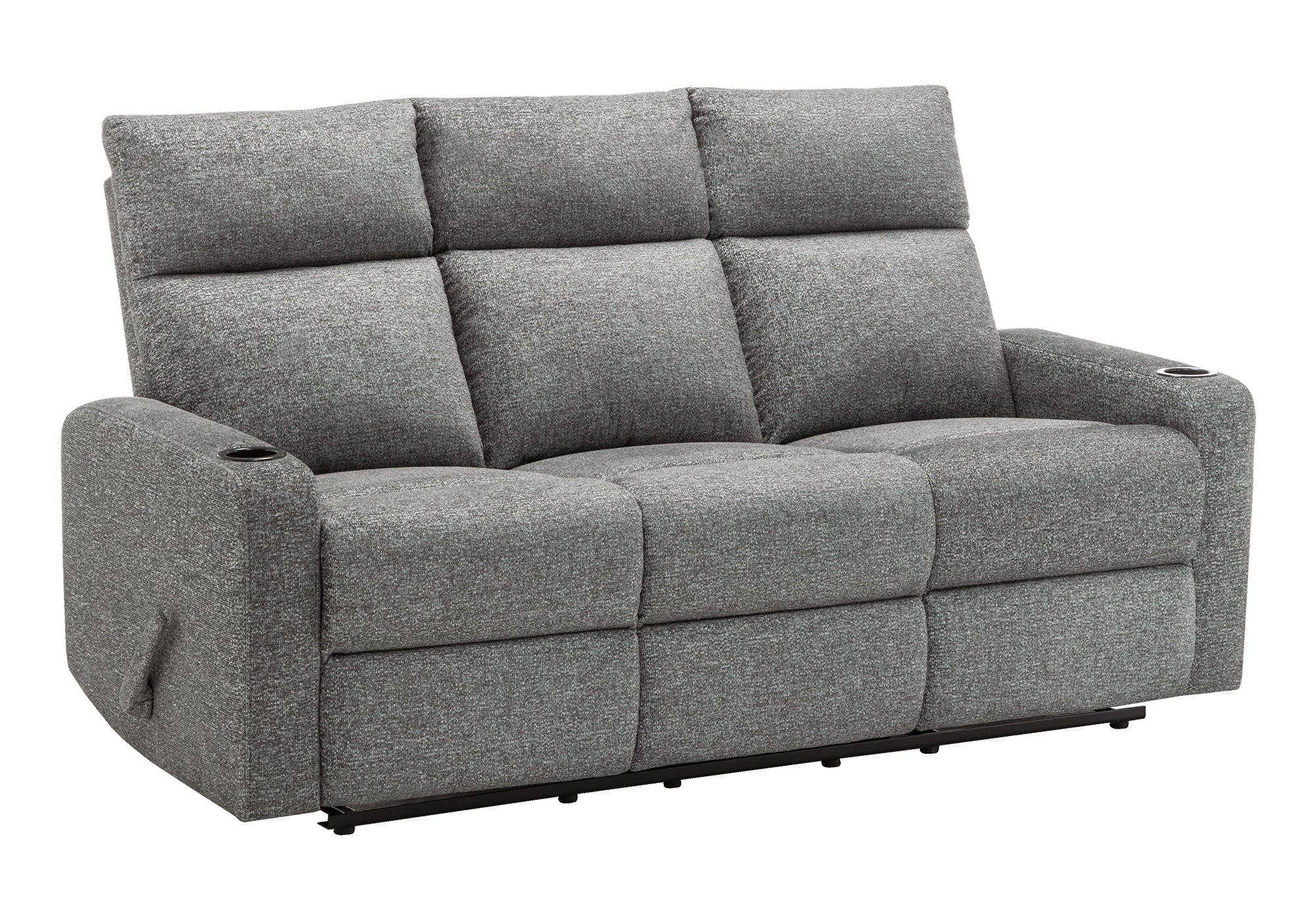 MN-788M13019    Reclining Sofa, 70" Wide, 3 Seater, Small, Manual Recliner, Dark Grey Fabric, Contemporary