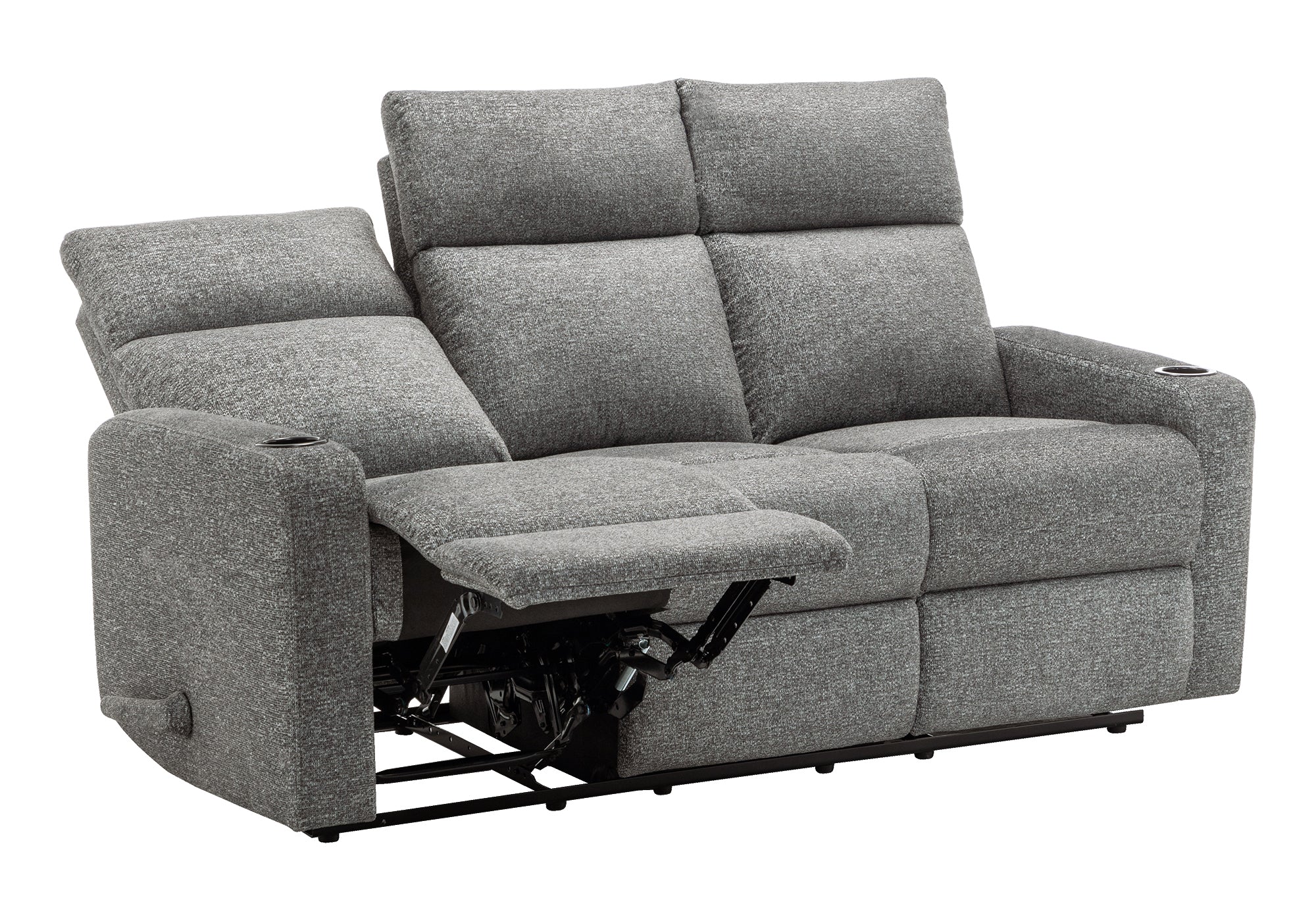 MN-788M13019    Reclining Sofa, 70" Wide, 3 Seater, Small, Manual Recliner, Dark Grey Fabric, Contemporary