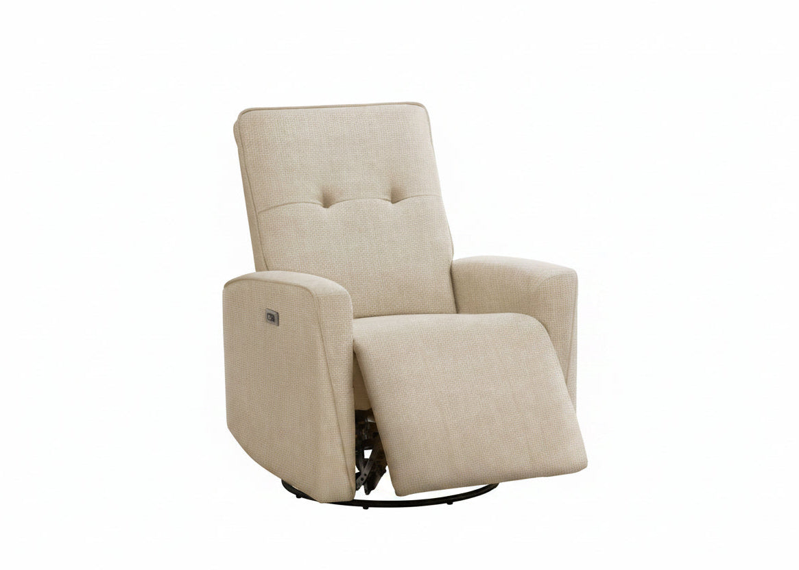MN-818P11106    Reclining Chair, Swivel, Glider, Upholstered, Usb Ports Included, Small, Beige Fabric, Contemporary, Modern