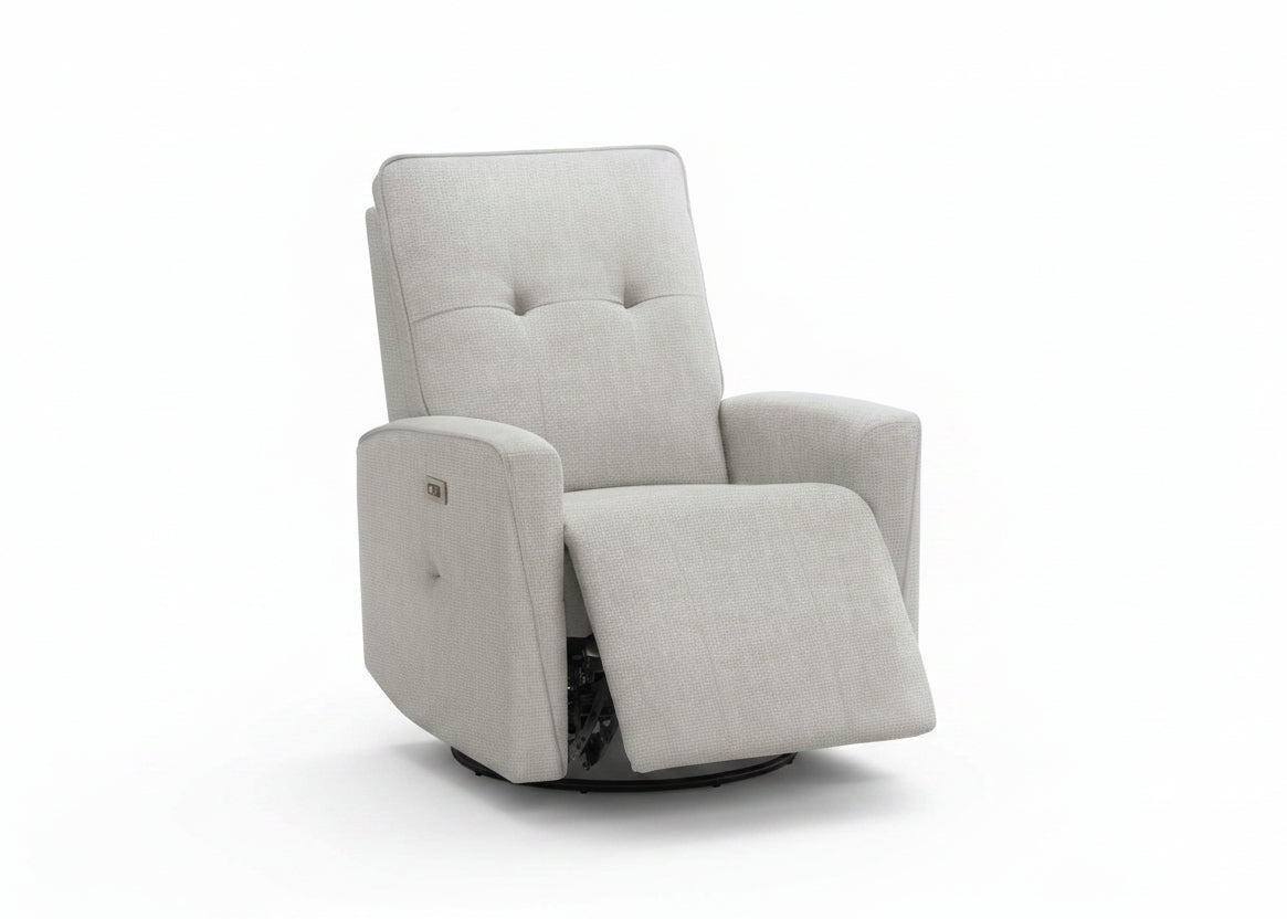 MN-828P11451    Reclining Chair, Swivel, Glider, Upholstered, Usb Ports Included, Small, Light Grey Fabric, Contemporary