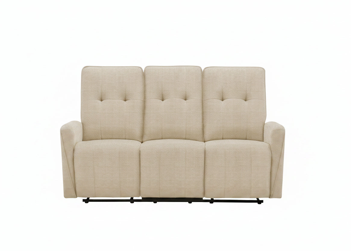 MN-858P13106    Reclining Sofa, Power Recliner, 70" Wide, 3 Seater, Usb Port Included, Small, Beige Fabric, Contemporary, Modern