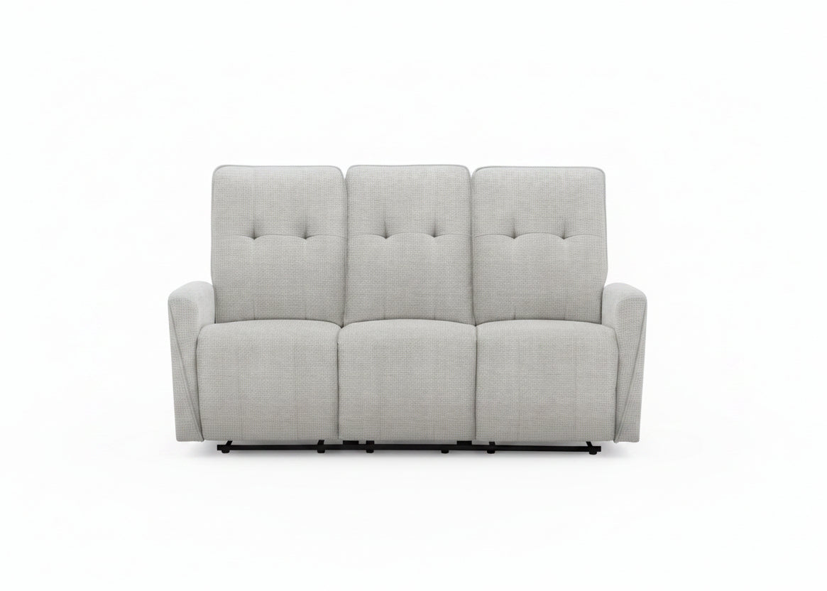 MN-868P13451    Reclining Sofa, Power Recliner, 70" Wide, 3 Seater, Usb Port Included, Small, Light Grey Fabric, Contemporary