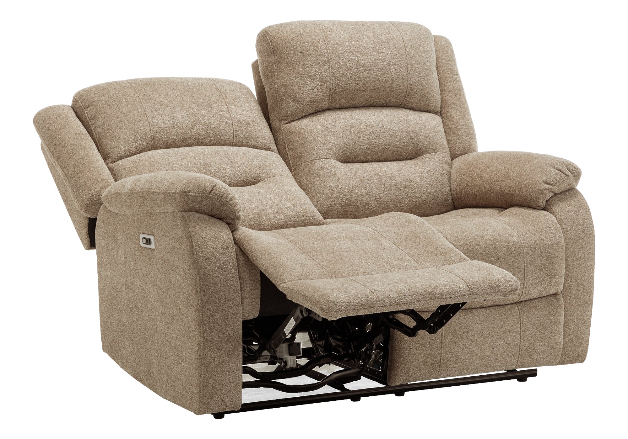 MN-L908P22406    Reclining Love Seat, Power Recliner, 2 Seater, 50" Wide, Small, Usb Port Included, Upholstered, Beige Fabric, Transitional