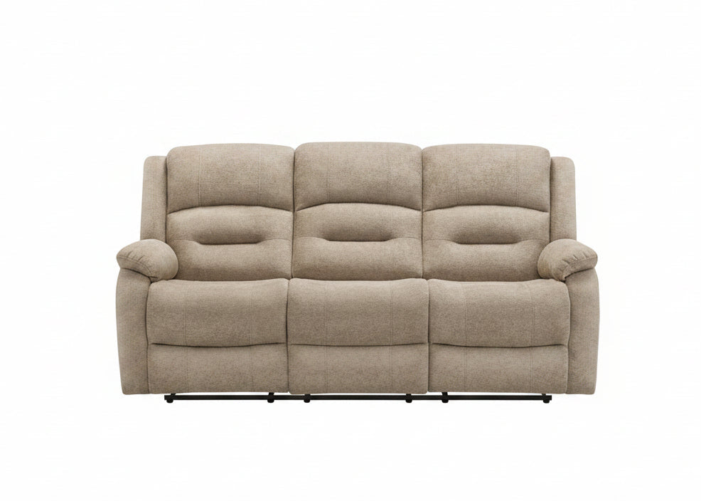 MN-938P23406    Reclining Sofa, 3 Seater, 70" Wide, Power Recliner, Small, Usb Port Included, Beige Fabric, Transitional