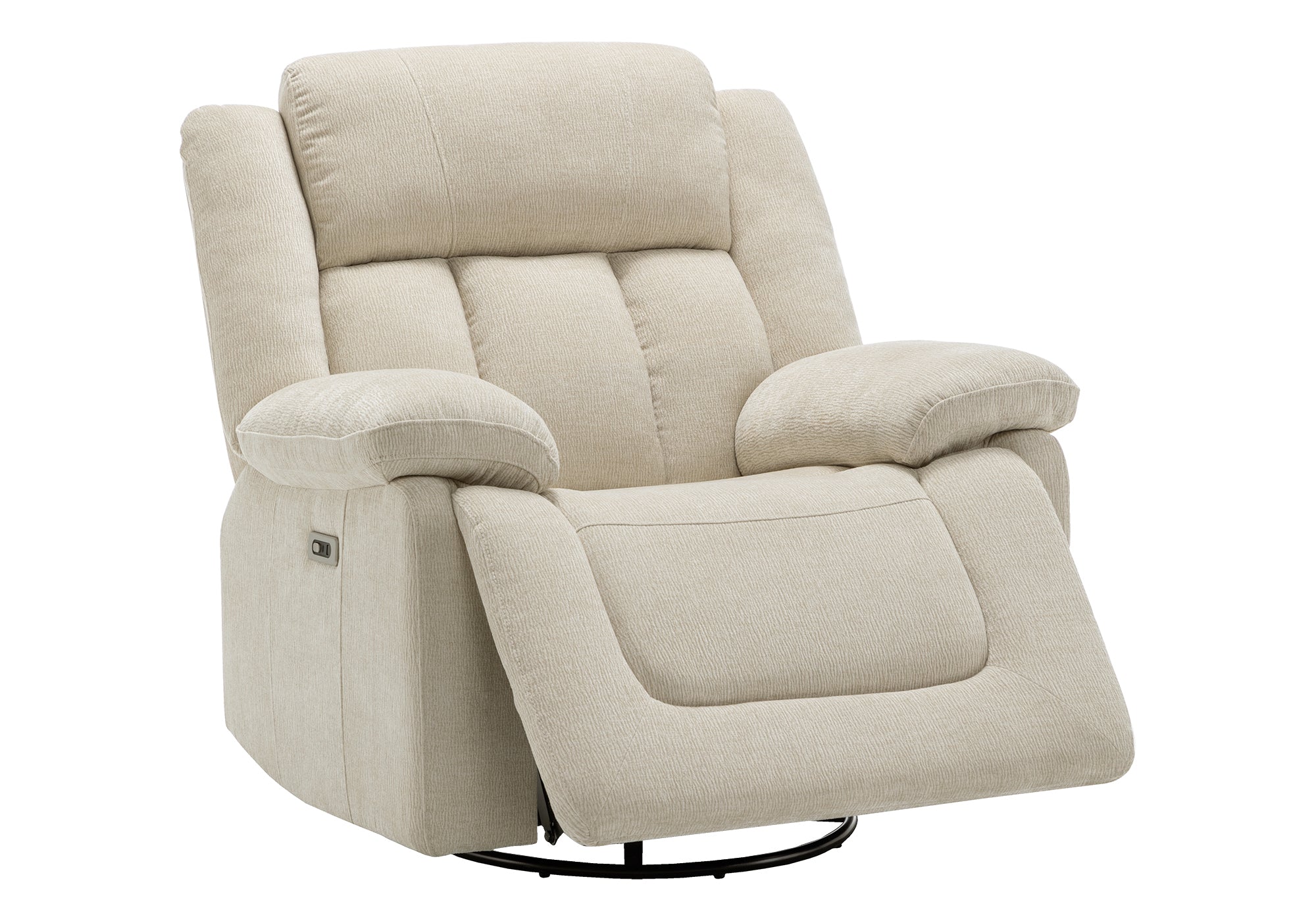MN-998P41102    Reclining Chair, 39" Wide, Power Recliner, Glider, Swivel, Oversized, Upholstered, Usb Ports Included, Beige Fabric, Transitional