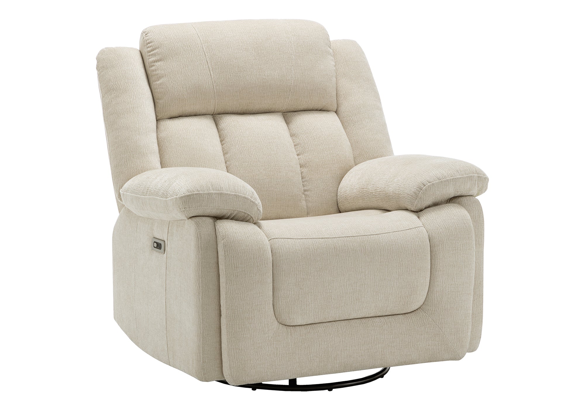 MN-998P41102    Reclining Chair, 39" Wide, Power Recliner, Glider, Swivel, Oversized, Upholstered, Usb Ports Included, Beige Fabric, Transitional
