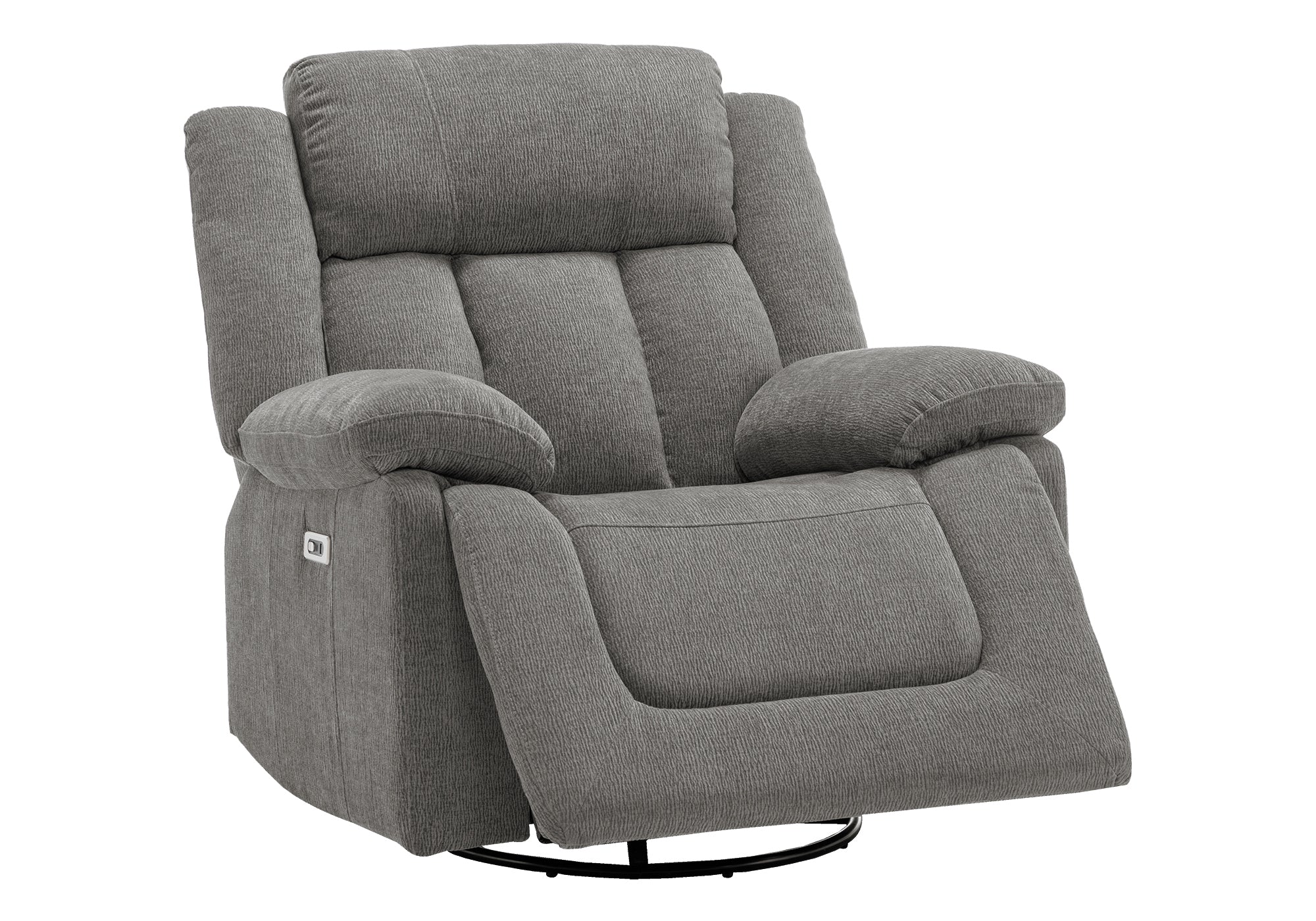 MN-108P41453    Reclining Chair, 39" Wide, Power Recliner, Glider, Swivel, Oversized, Upholstered, Usb Ports Included, Light Grey Fabric, Transitional