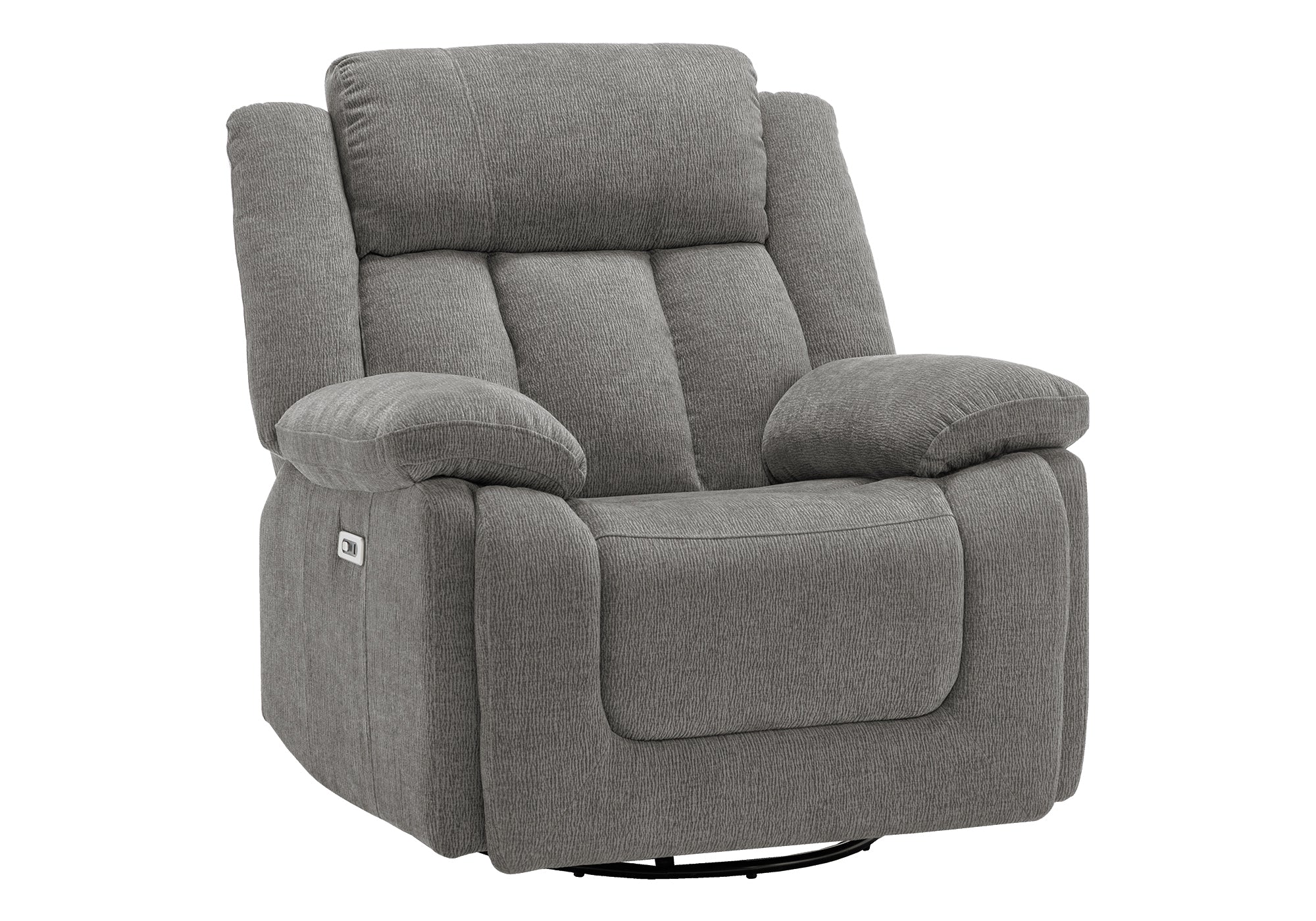 MN-108P41453    Reclining Chair, 39" Wide, Power Recliner, Glider, Swivel, Oversized, Upholstered, Usb Ports Included, Light Grey Fabric, Transitional