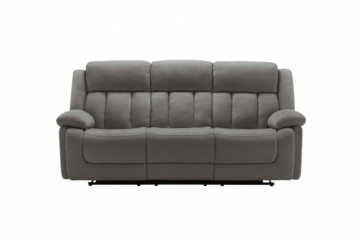 MN-Y138P43453    Reclining Sofa, Power Recliner, 86" Wide, 3 Seater, Upholstered, Usb Port Included, Light Grey Fabric, Transitional