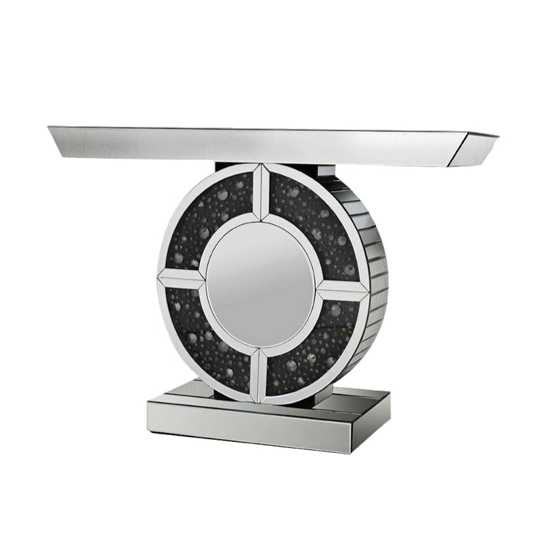 AF-90236 Console Table, 48" Wide, Mirrored Finish, Led Lighting, Gemstone Inlay