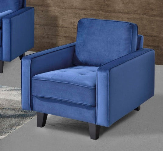 MZ-BORDEAUX Chair, Blue, Velvet, Black Legs