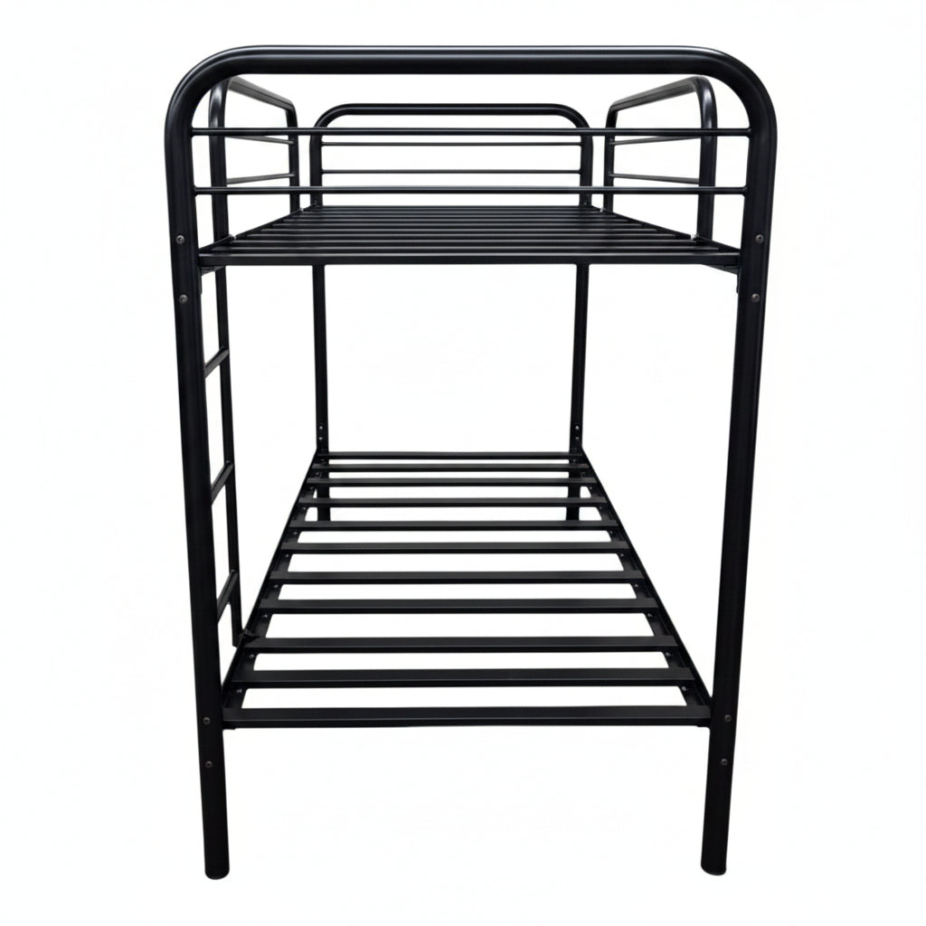 PF-465 Bunk Bed - EXTREMELY DURABLE, Black Metal, Single/Single or Double/Single, Made in Toronto