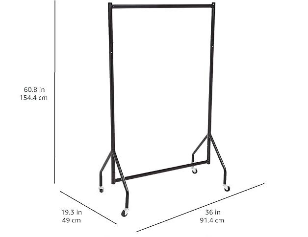 JL Clothes Rack, 36" Wide, Black, Metal, 4 Castors