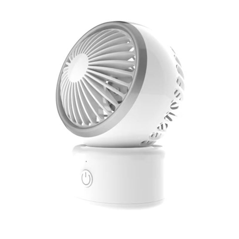 JL Mini Desk Fan, White, Battery Powered, USB Charging, 3 -Speed Indoor, White, Oscillating