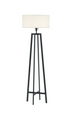 JL-8755 Floor Standing Lamp, White Shade, Black Metal Frame, Art Deco Style