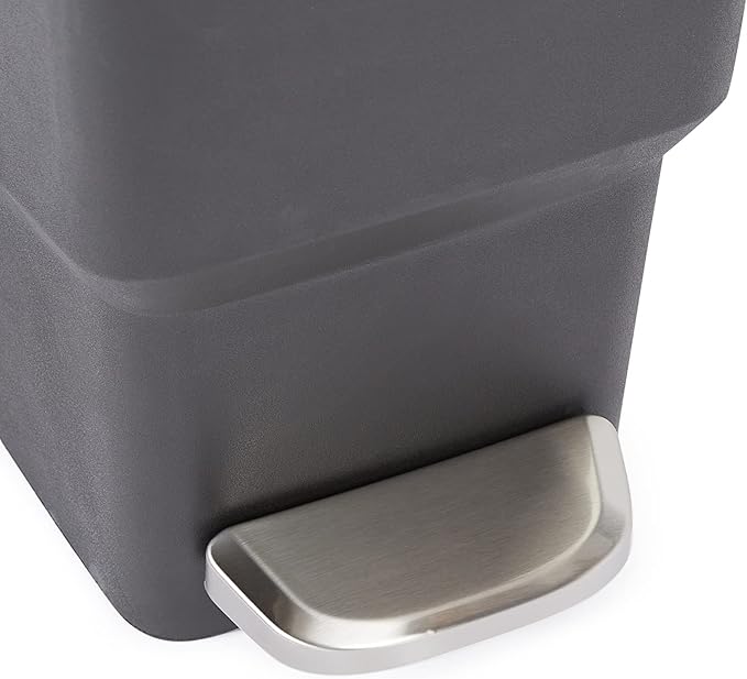 JL-156 Narrow Kitchen Plastic Trash Can, Steel Pedal, Black, 40-Litre Capacity