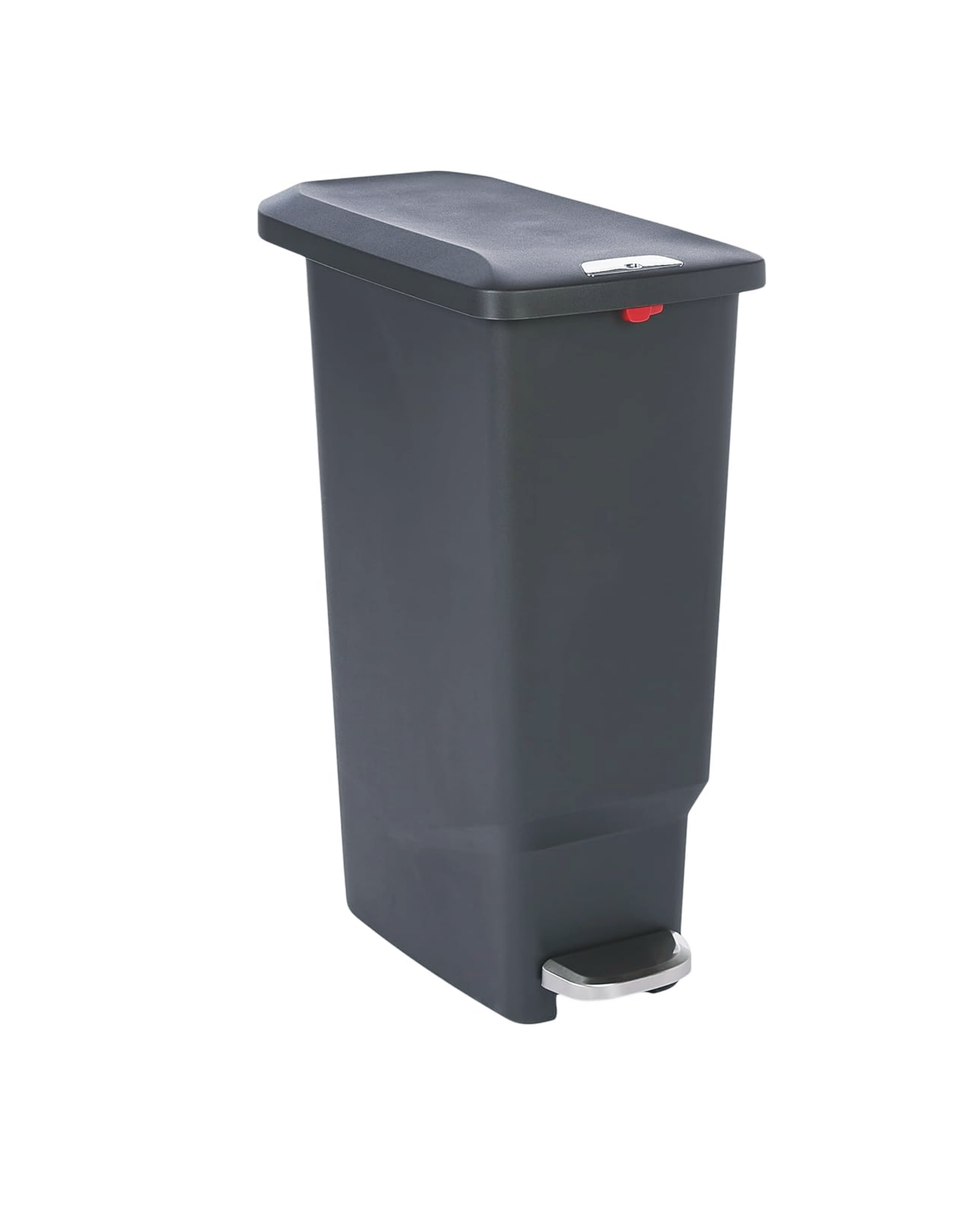 JL-156 Narrow Kitchen Plastic Trash Can, Steel Pedal, Black, 40-Litre Capacity