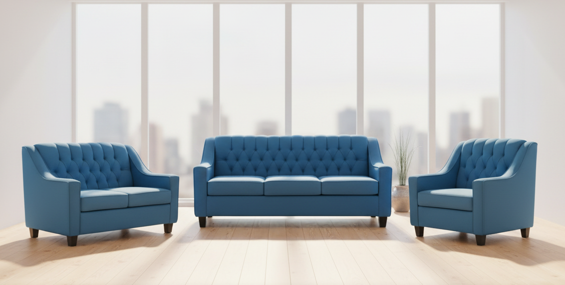 REL 1650 Sofa Set, 3Pc, Deep Button Tufting, Many Fabric & Colour Choices, Canadian Made