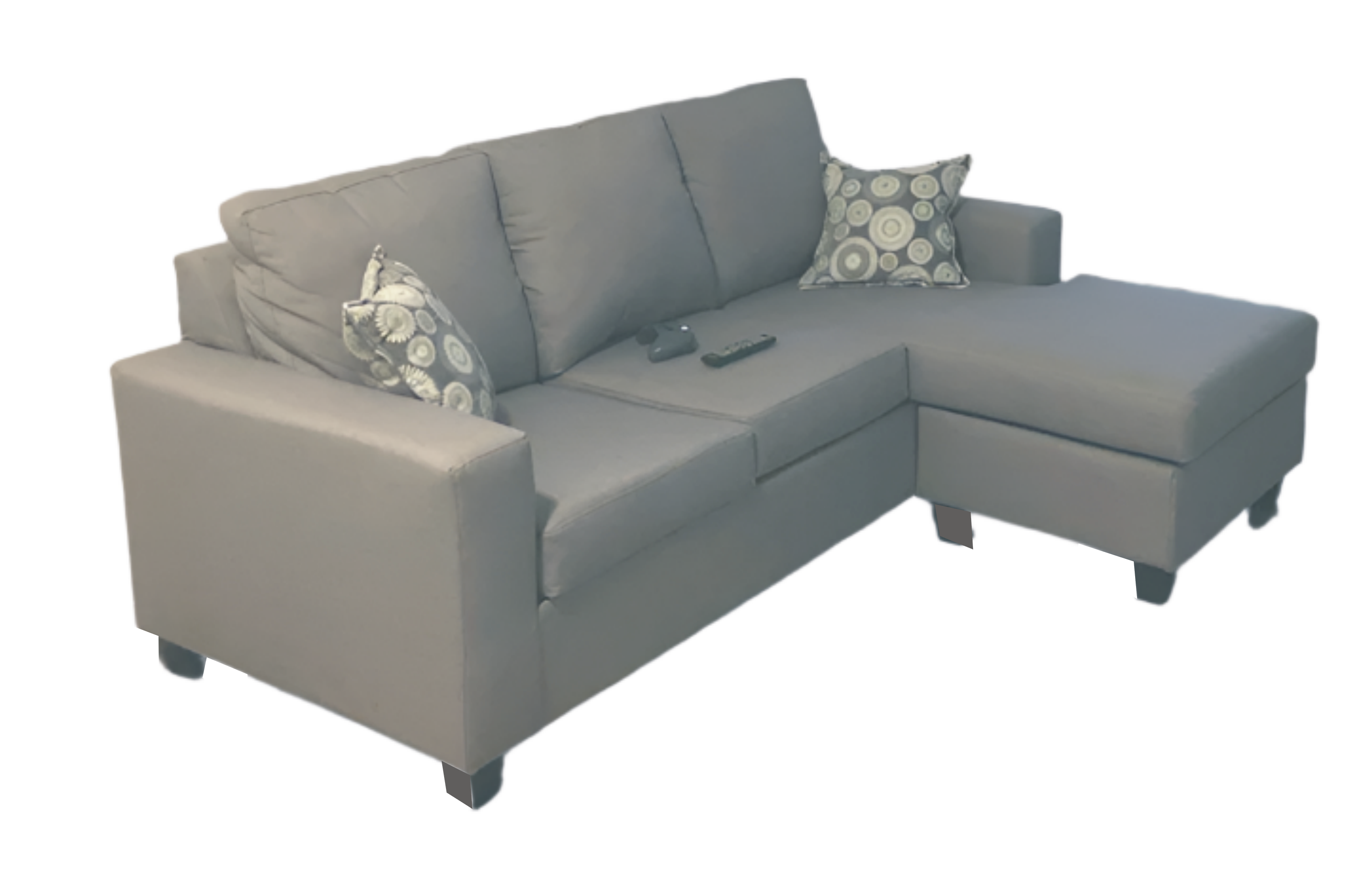 REL 606Sectional Sofa, Many Colours and Fabrics, 80" (Small) or 100" (Large) Wide, Reversible Chaise