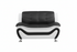 BOL "AUCKLAND" Loveseat, Black + White, Faux Leather, Chrome Legs