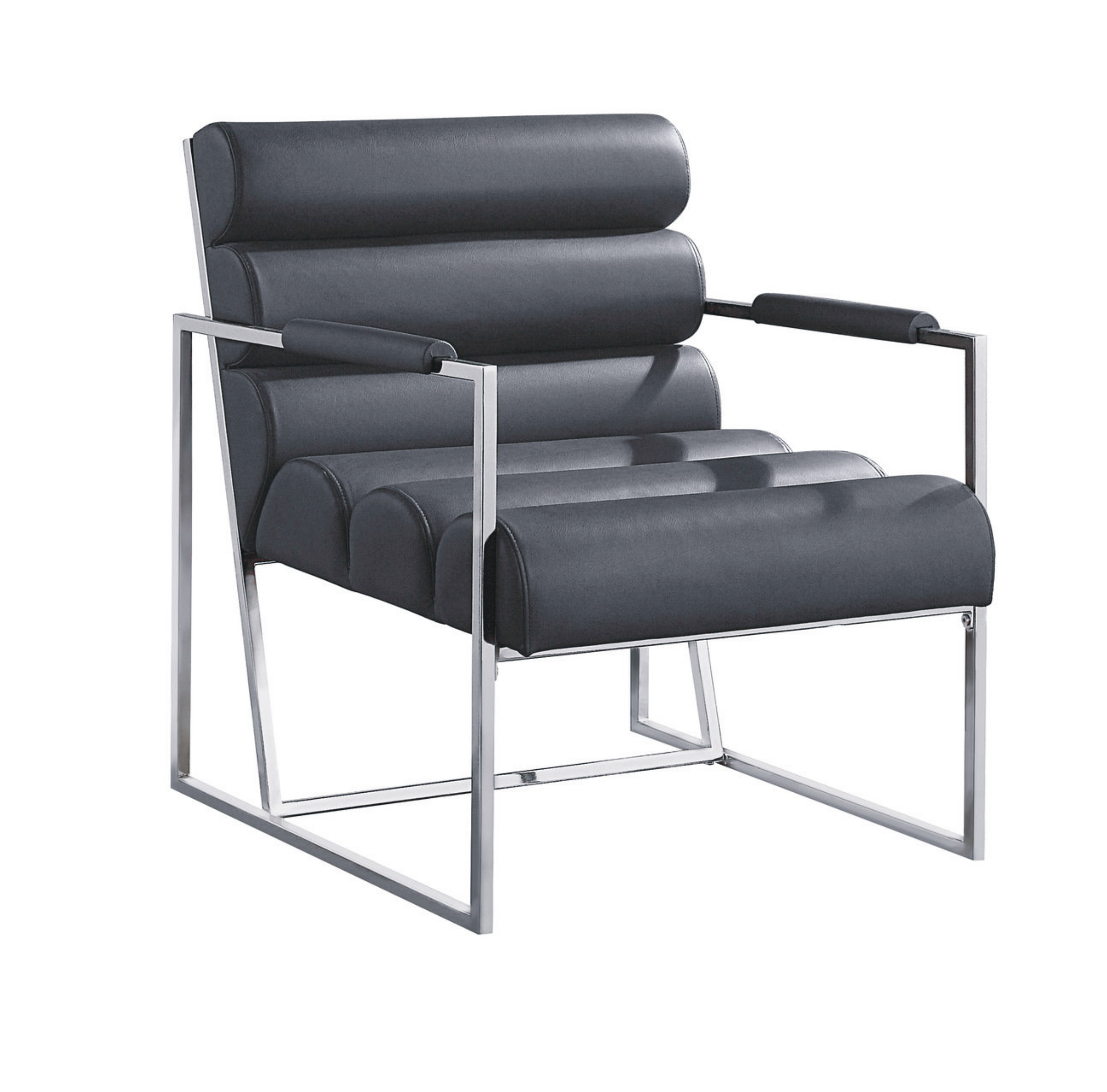 MZ-1143 Accent Chair, Grey, Chrome Frame