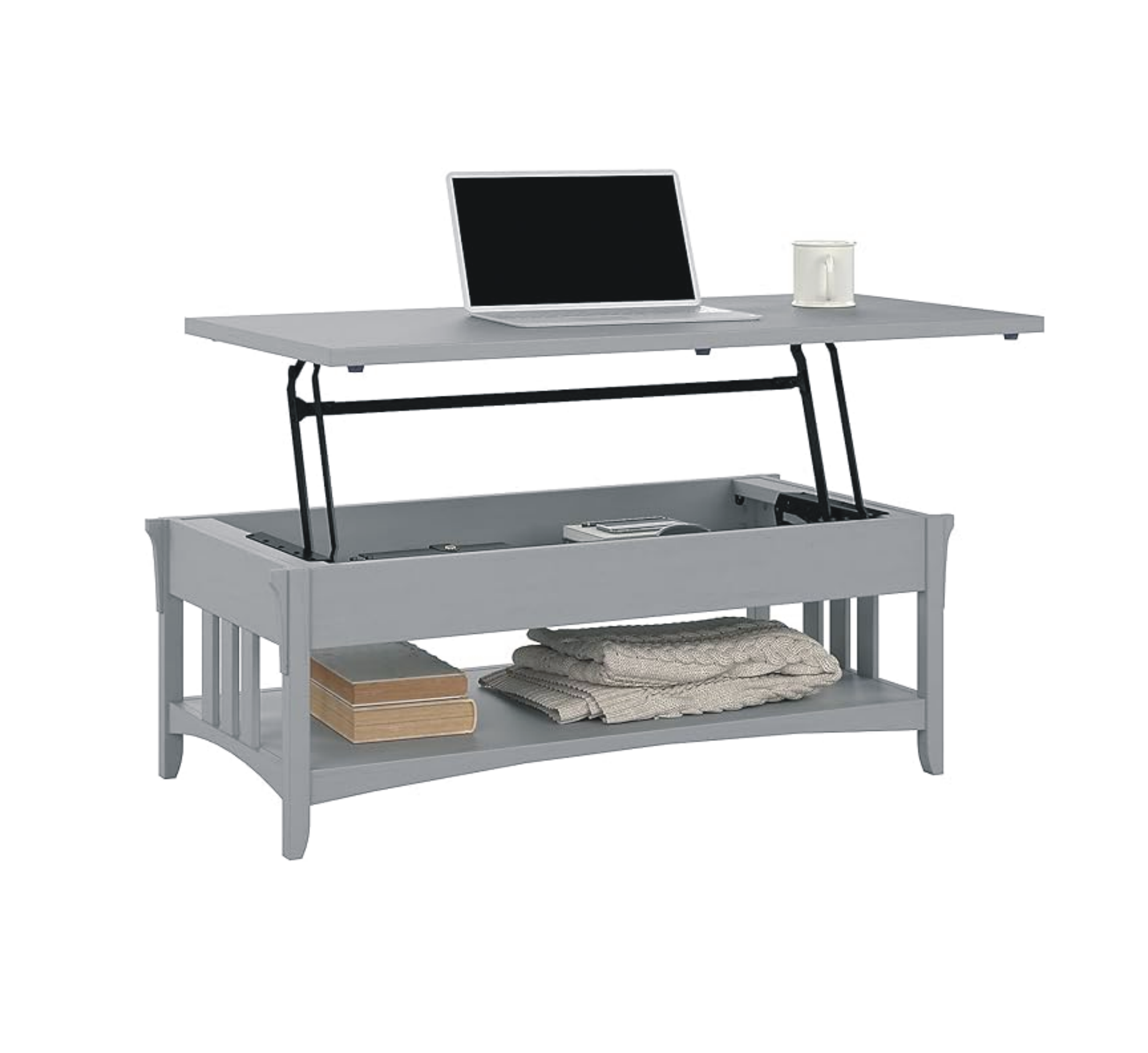 JL Lift Top Coffee Table, Grey, Lift Top, with Storage, 47.5" Wide