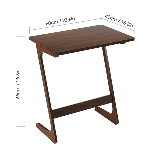 JL Z-Shape TV Dinner Table, Laptop Desk, Solid Bamboo, Brown