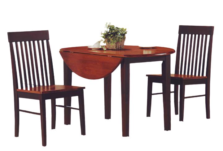 IF-1012 Dinette Set, 3Pc, 39" Round Table, 2 Drop Leafs, 2 Tone Wood, Espresso, Dirty Oak