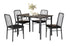 IF-1021 Dining Set, 5Pc, 46" Dark Grey Marble Top, Gun Metal Frame, 4 Black Faux Leather Seat Chairs