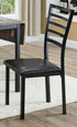 C-1023 Dining Chair, Black Metal Frame, Faux Leather Black Seat, Ladder Back