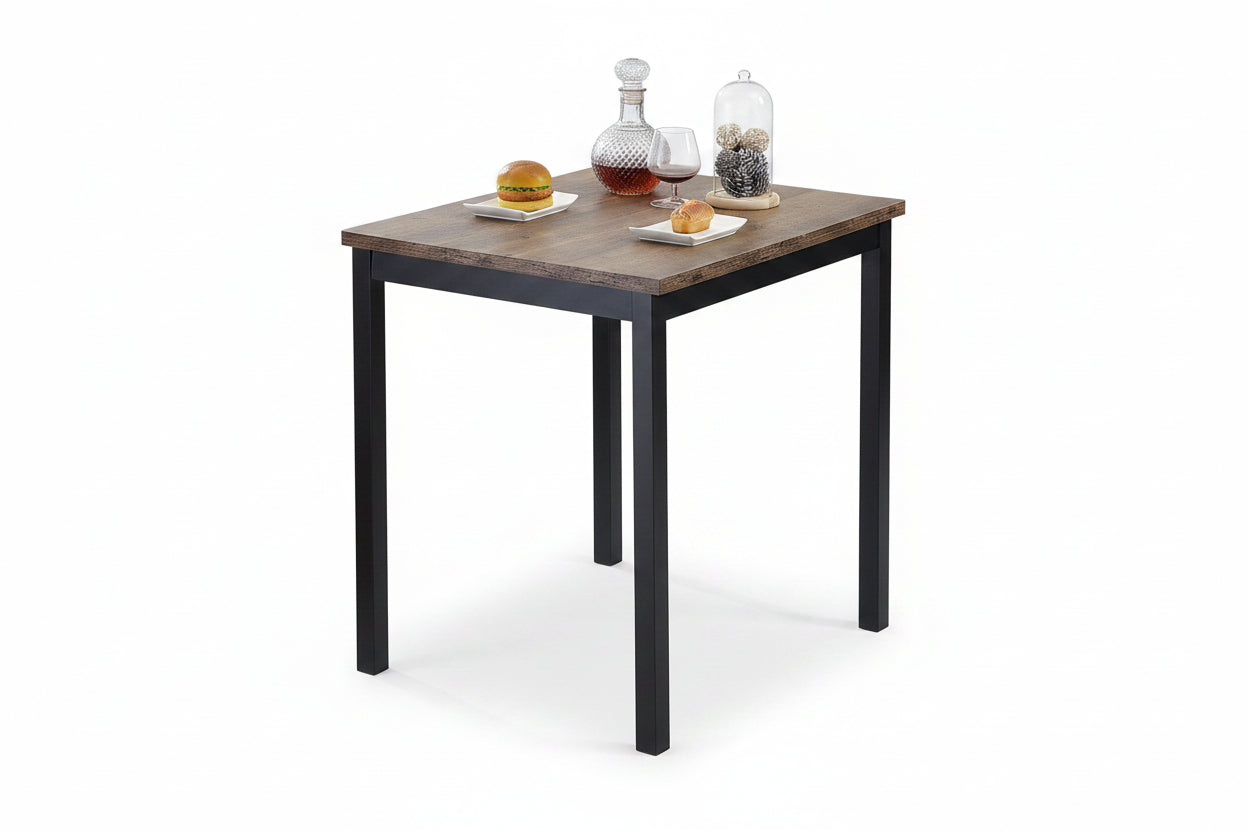 T-1025 Dining Table, 32" Brown Top, Black Metal Frame