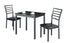 T-1211 | C-1211  Dining Set, 3Pc, 32" Dark Faux Marble Table Top, Gun Metal Frame, Black Faux Leather Ladder Back Chairs