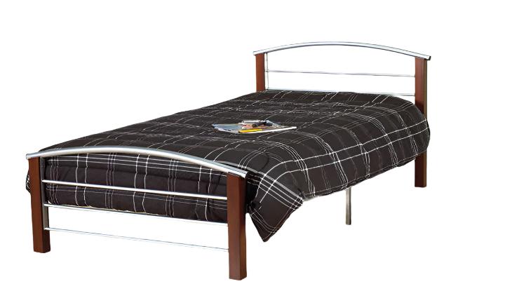 IF-127 Bed, Silver,  Dark Cherry, Metal with Wood Posts