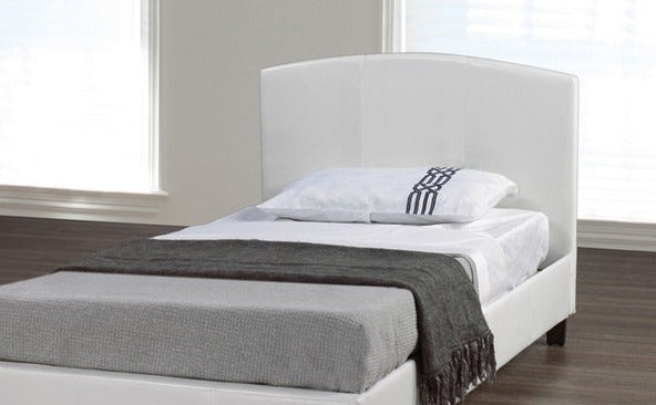 IF-133W Bed, White, Faux Leather, Stitching,