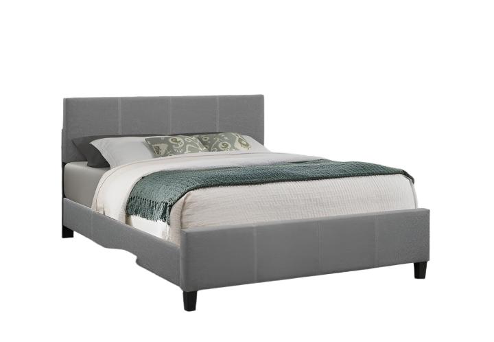 IF-137 Bed, Light Grey, Fabric, Adjustable Height Headboard, Contrast Stitching