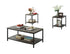 IF-2008 Coffee Table Set, 3Pc, Distressed Wood Top and Storage Shelf, Black Metal Frame