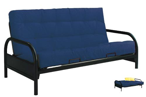 IF-208 Futon, Black, Round Metal Arms, Metal Frame, Various Colour Mattresses