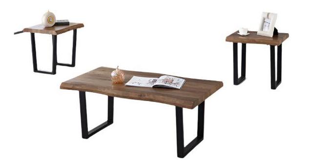 IF-2690 Coffee / End Tables,  Brown, Faux Live Edge, 44" Wide