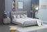 IF-5935 Bed, Grey, Fabric, Tufted Headboard, Black Steel Legs