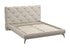 IF-5945 Bed, Beige, Faux Leather, Diagonal Stitching, Button Tufted Headboard, Queen, King