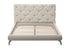 IF-5945 Bed, Beige, Faux Leather, Diagonal Stitching, Button Tufted Headboard, Queen, King