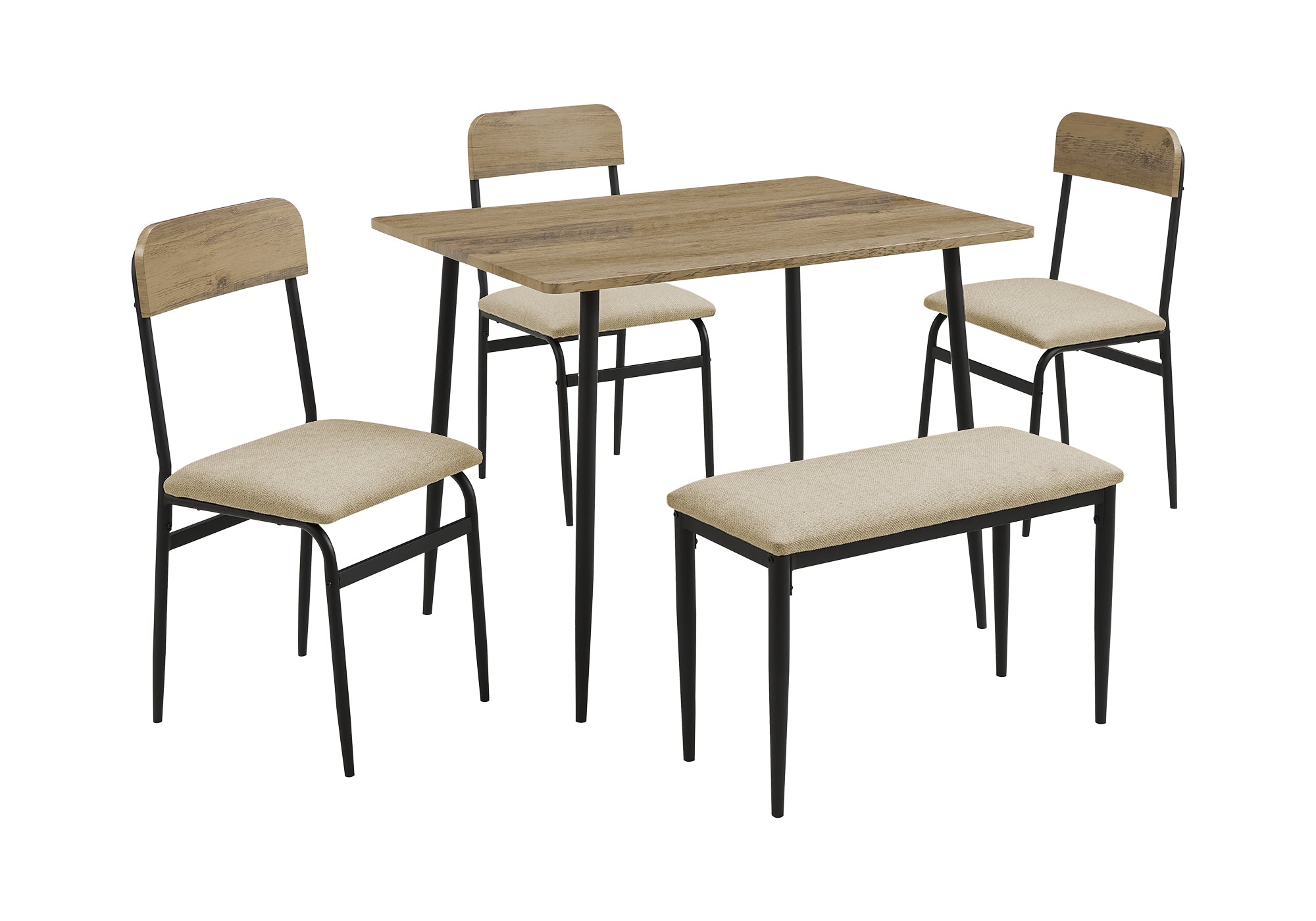 MN-211027    Dining Set, 5pcs Set, 40" Rectangular, Small, Kitchen, Black Metal, Contemporary, Modern