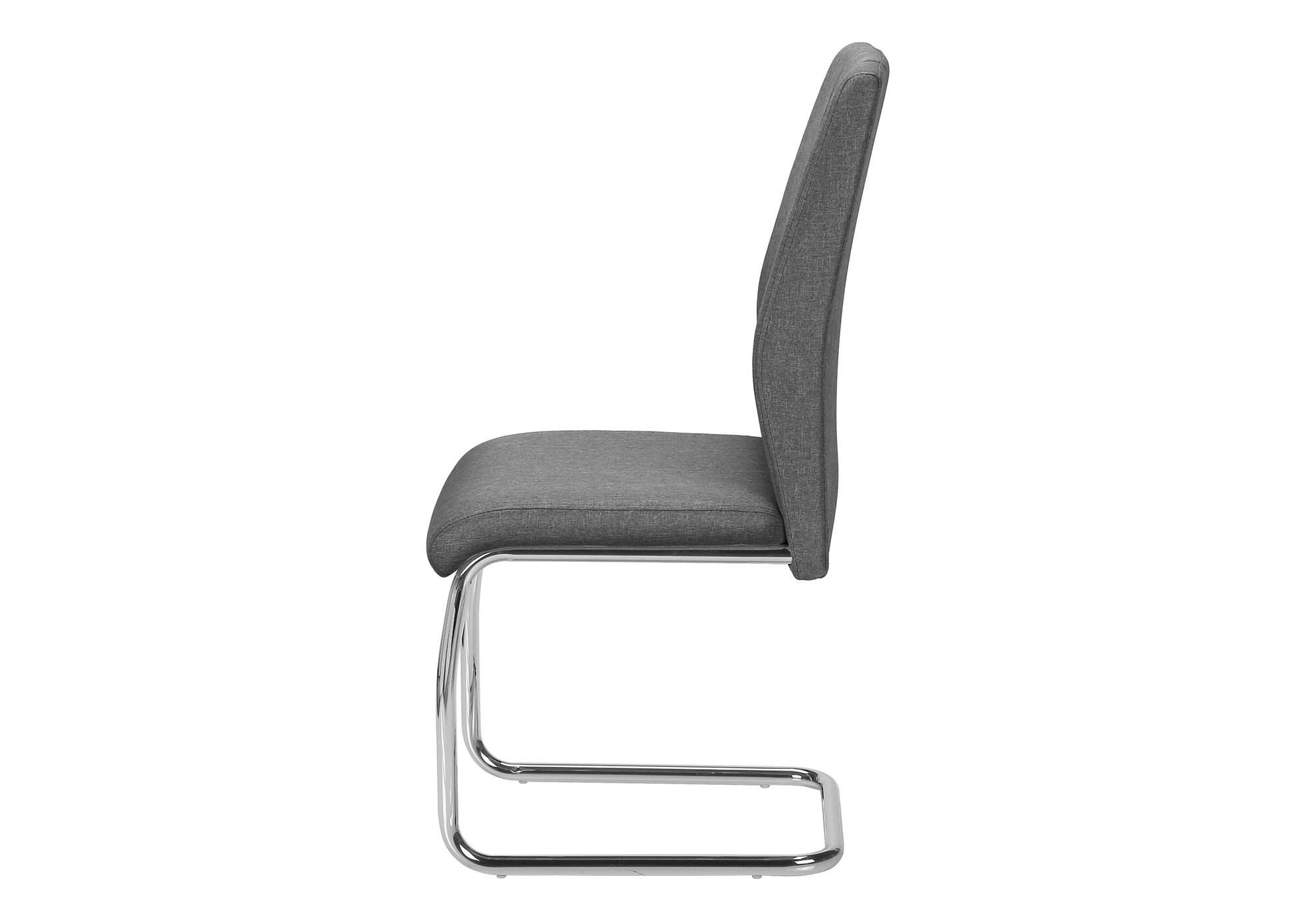 MN-261061    Dining Chair, Set Of 2, Side, Upholstered, Kitchen, Dining Room, 39" Height, Grey Fabric, Chrome Metal, Contemporary, Modern