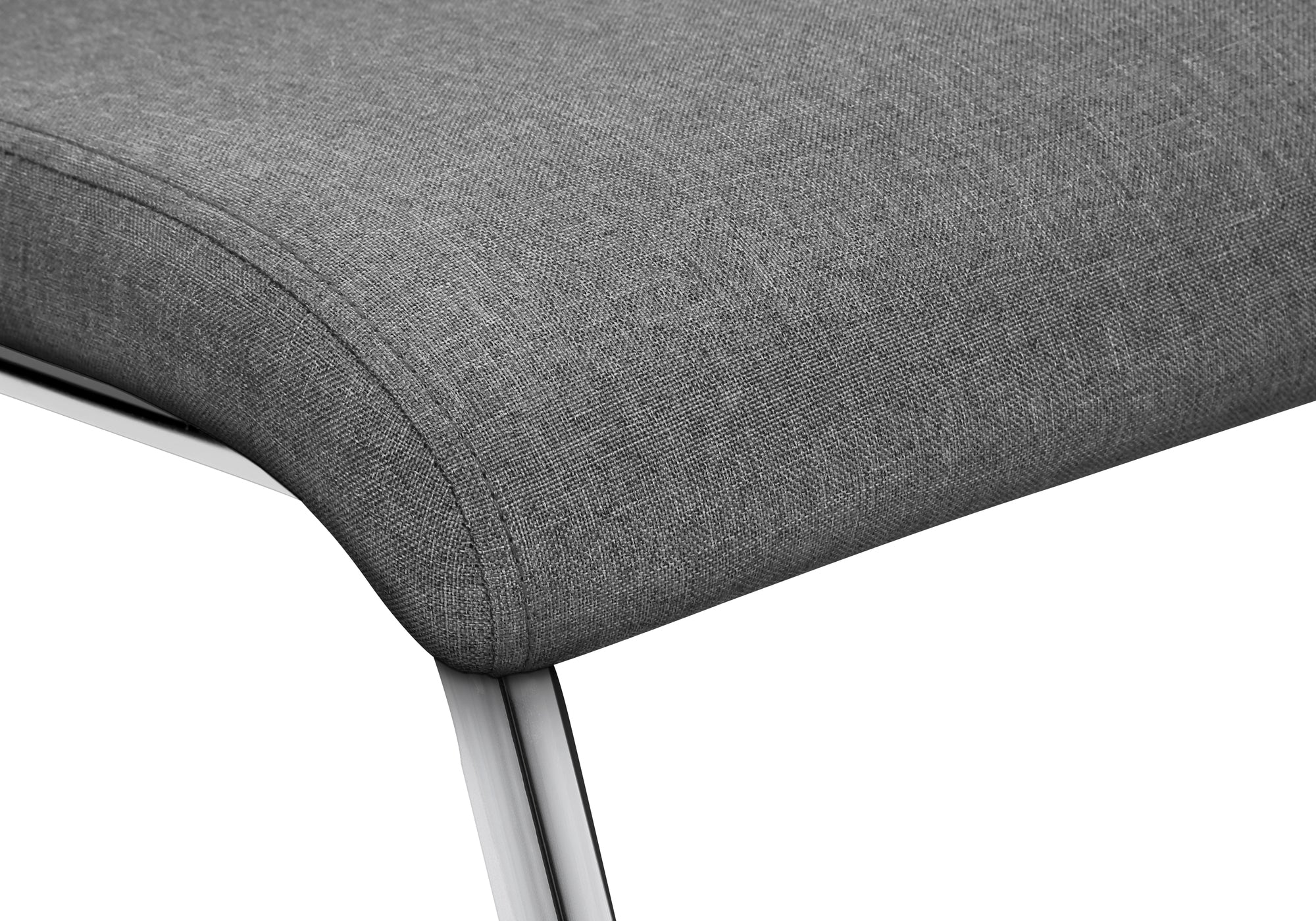 MN-261061    Dining Chair, Set Of 2, Side, Upholstered, Kitchen, Dining Room, 39" Height, Grey Fabric, Chrome Metal, Contemporary, Modern