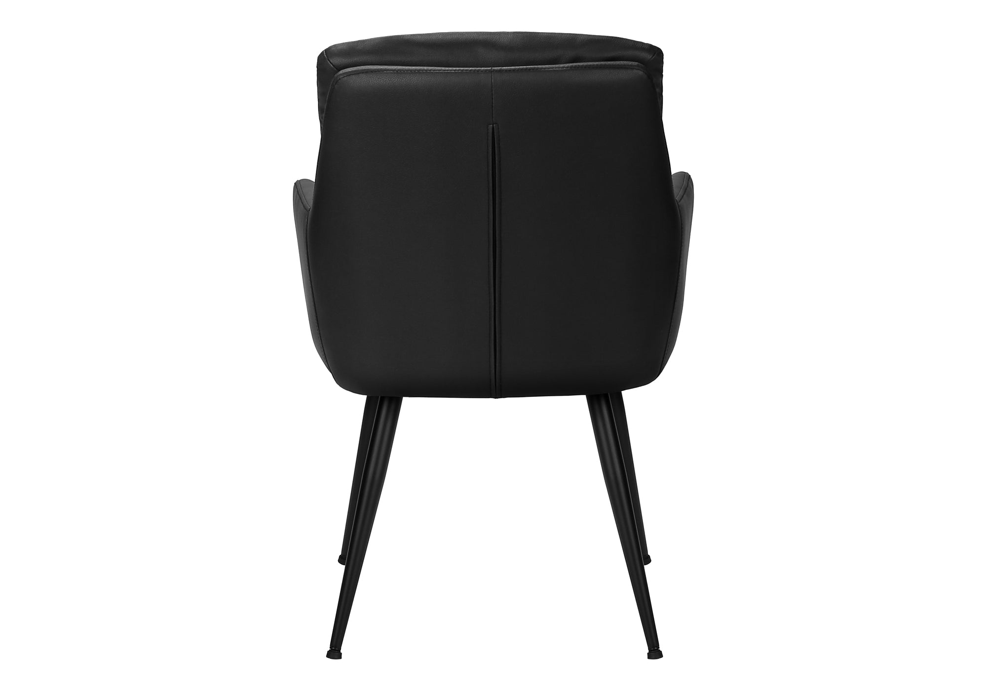 MN-Q481115    Dining Chair, 34" Height, Set Of 2, Upholstered, Side, Dining Room, Kitchen, Black Leather Look, Black Metal, Contemporary, Modern