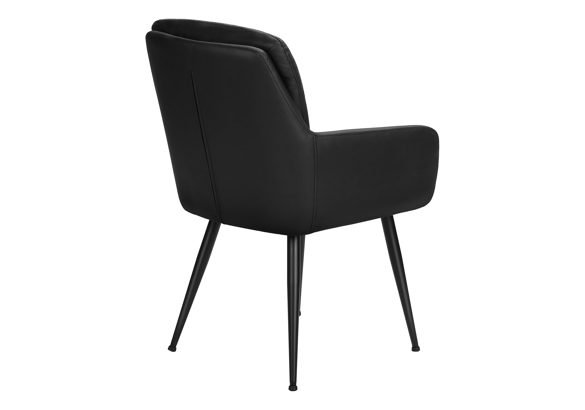 MN-Q481115    Dining Chair, 34" Height, Set Of 2, Upholstered, Side, Dining Room, Kitchen, Black Leather Look, Black Metal, Contemporary, Modern