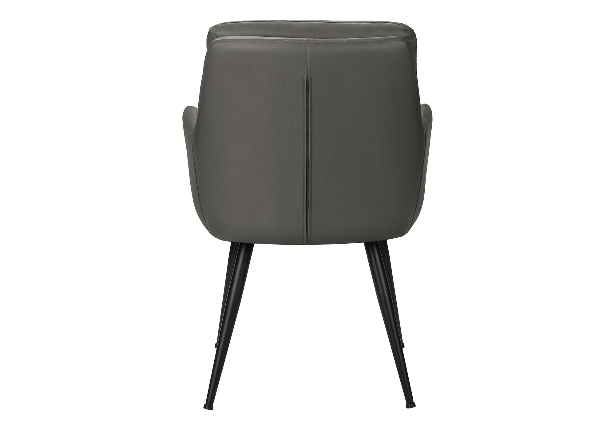 MN-481116    Dining Chair, 34" Height, Set Of 2, Upholstered, Side, Dining Room, Kitchen, Grey Leather Look, Black Metal, Contemporary, Modern