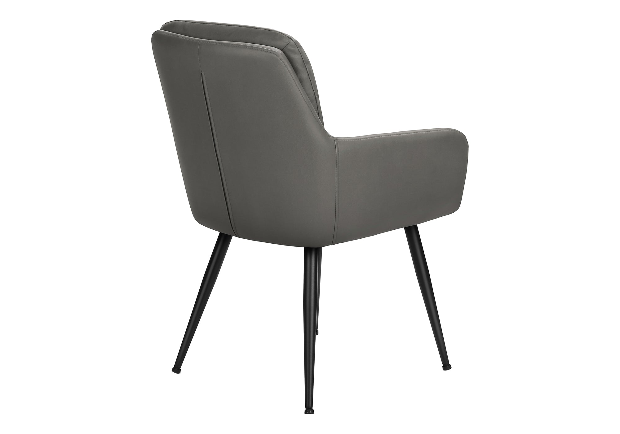 MN-481116    Dining Chair, 34" Height, Set Of 2, Upholstered, Side, Dining Room, Kitchen, Grey Leather Look, Black Metal, Contemporary, Modern
