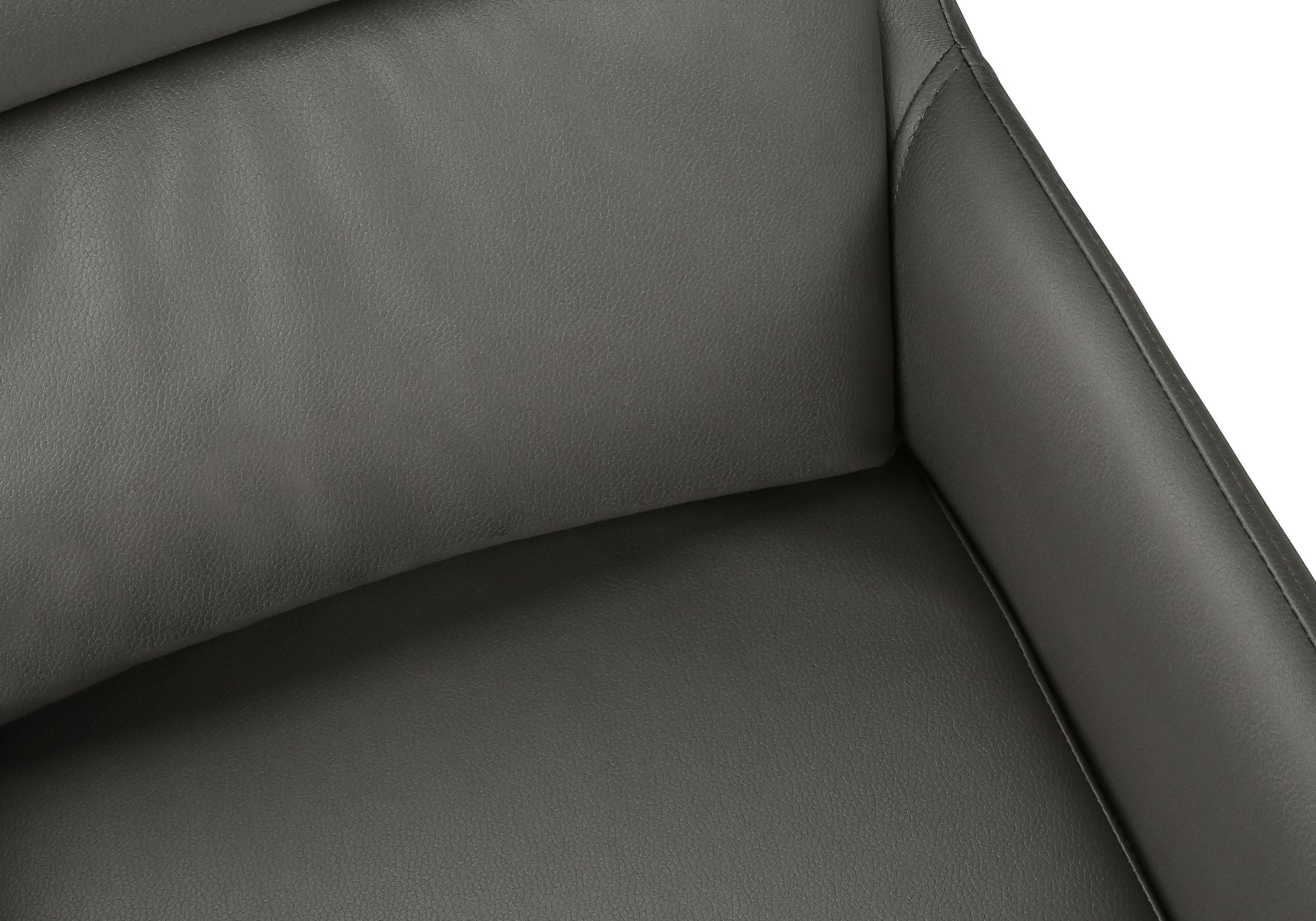 MN-481116    Dining Chair, 34" Height, Set Of 2, Upholstered, Side, Dining Room, Kitchen, Grey Leather Look, Black Metal, Contemporary, Modern