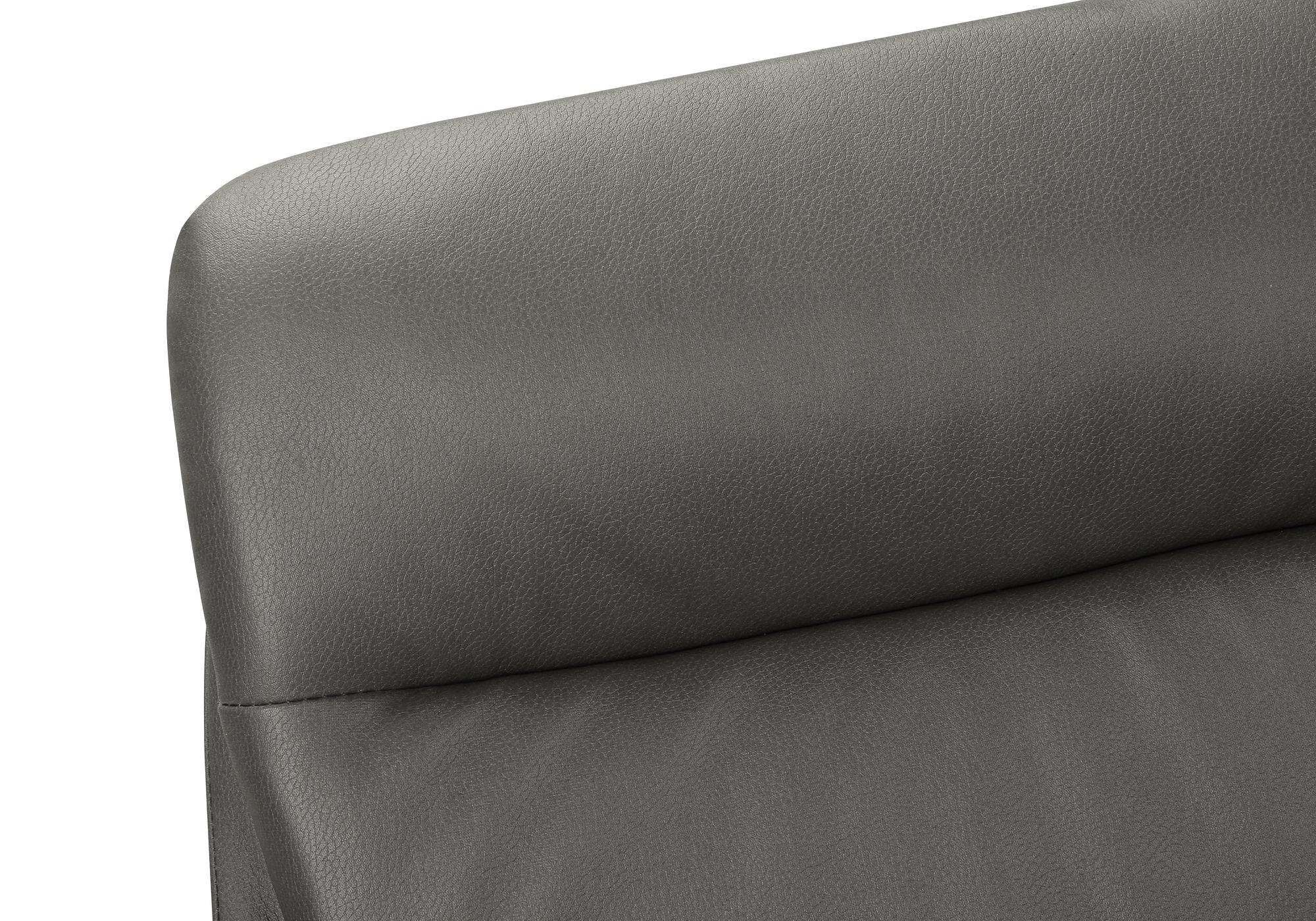 MN-481116    Dining Chair, 34" Height, Set Of 2, Upholstered, Side, Dining Room, Kitchen, Grey Leather Look, Black Metal, Contemporary, Modern